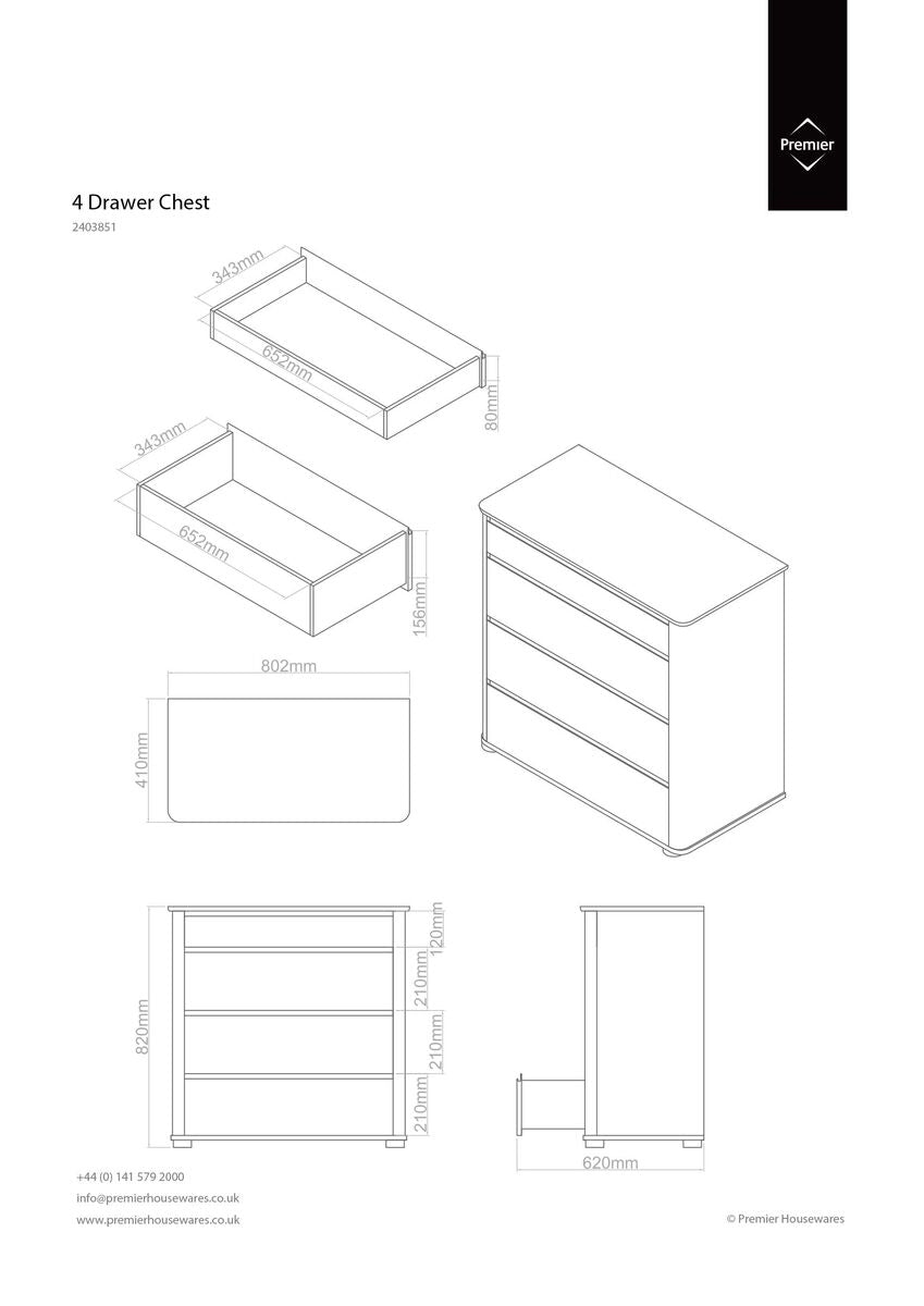 Black High Gloss 4 Drawer Chest