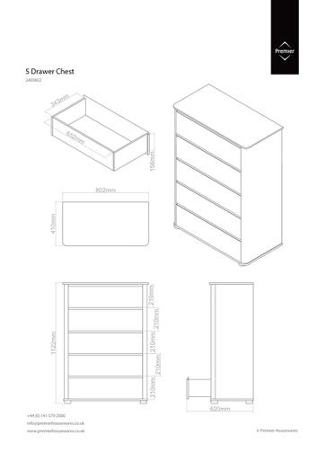 Black High Gloss 5 Drawer Chest