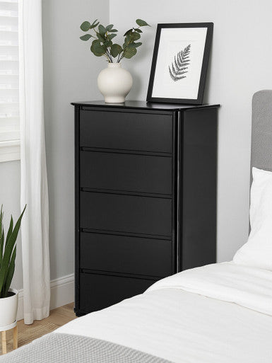 Black High Gloss 5 Drawer Chest