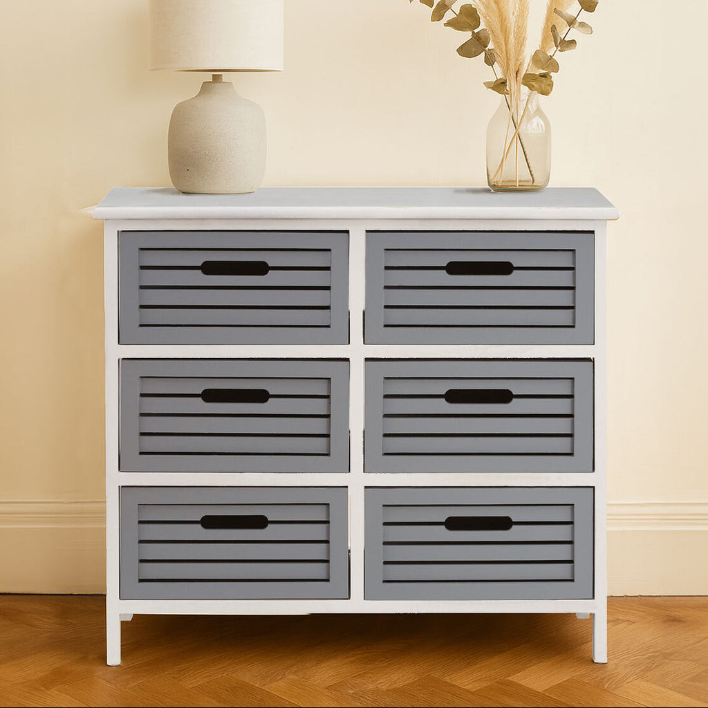 Grey 6 Drawer Storage Unit