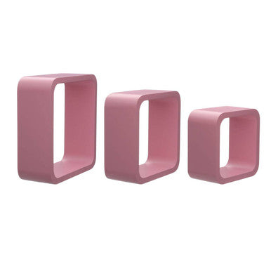 Set of Three Pink Wall Cubes