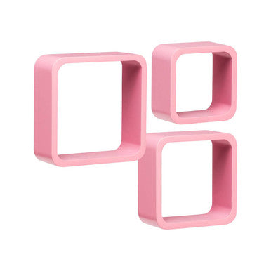 Set of Three Pink Wall Cubes