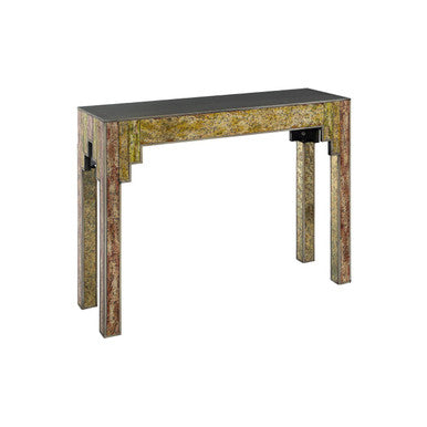 Antique Gold Deco Console Table with Metal Frame
