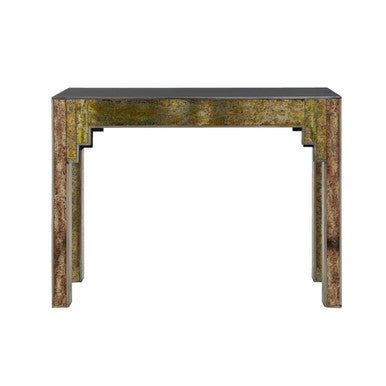 Antique Gold Deco Console Table with Metal Frame