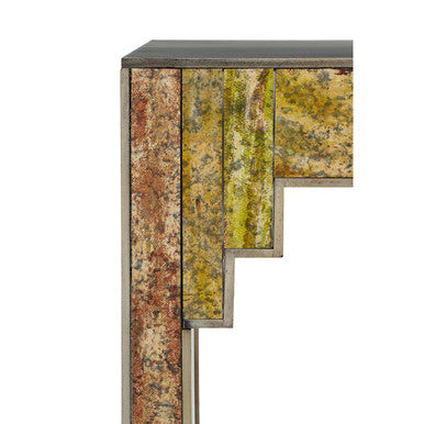 Antique Gold Deco Console Table with Metal Frame