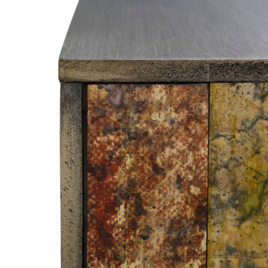 Antique Gold Deco Console Table with Metal Frame