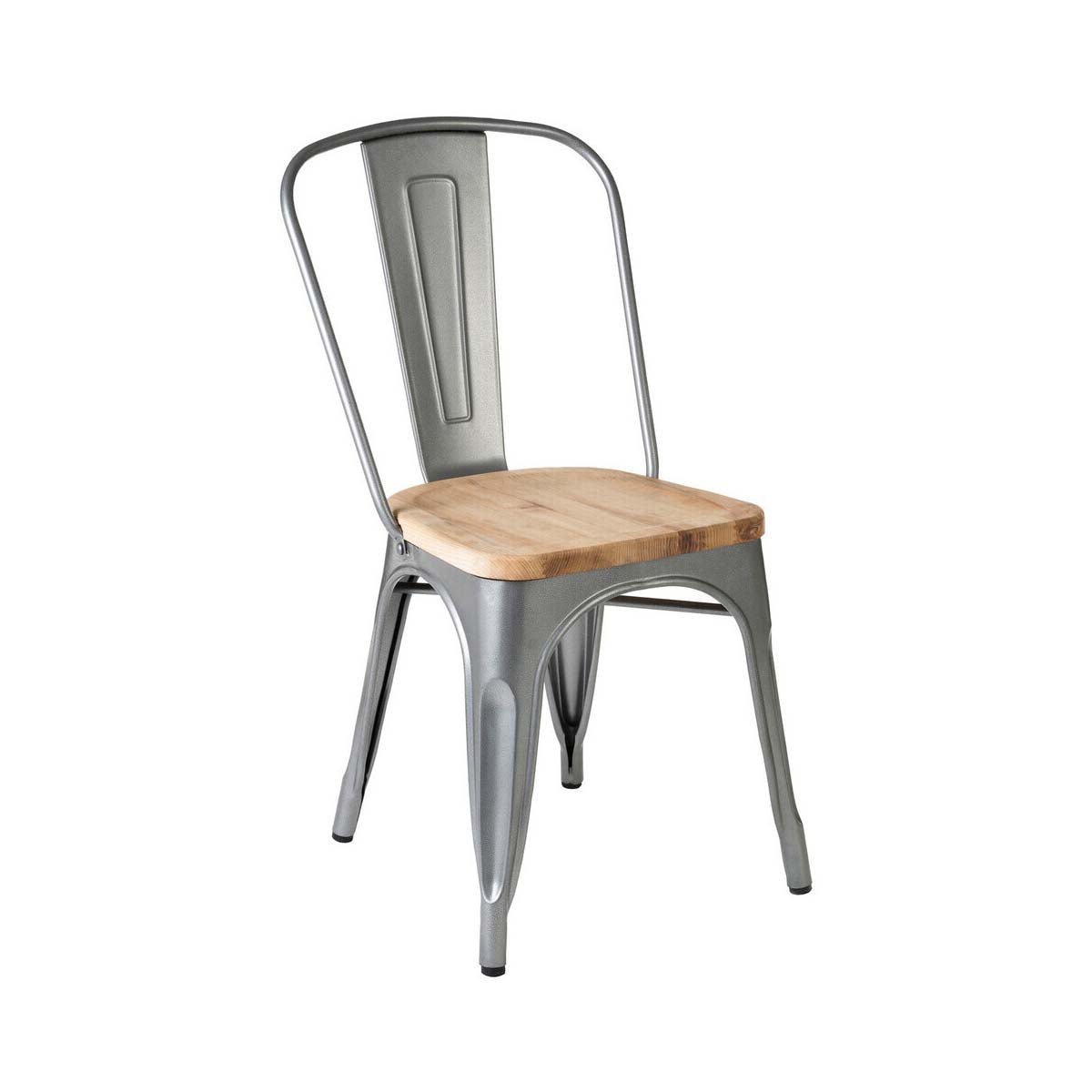 Silver Metal and Wood Dining Chair