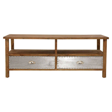 Natural Wood Grain Coffee Table with Aluminium Detailing and Storage