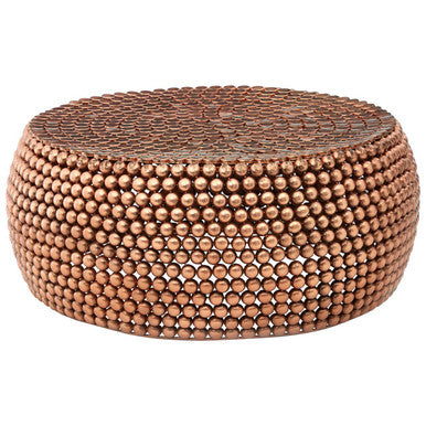Gold Interlinked Beaded Iron Copper Finish Coffee Table