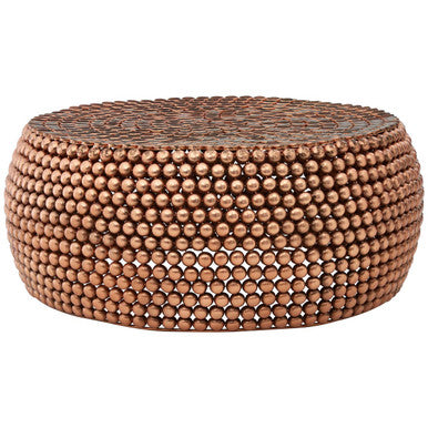 Gold Interlinked Beaded Iron Copper Finish Coffee Table