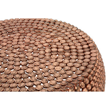 Gold Interlinked Beaded Iron Copper Finish Coffee Table