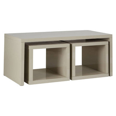 Grey Wood Coffee Table with 2 Nesting Under Tables
