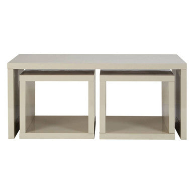 Grey Wood Coffee Table with 2 Nesting Under Tables