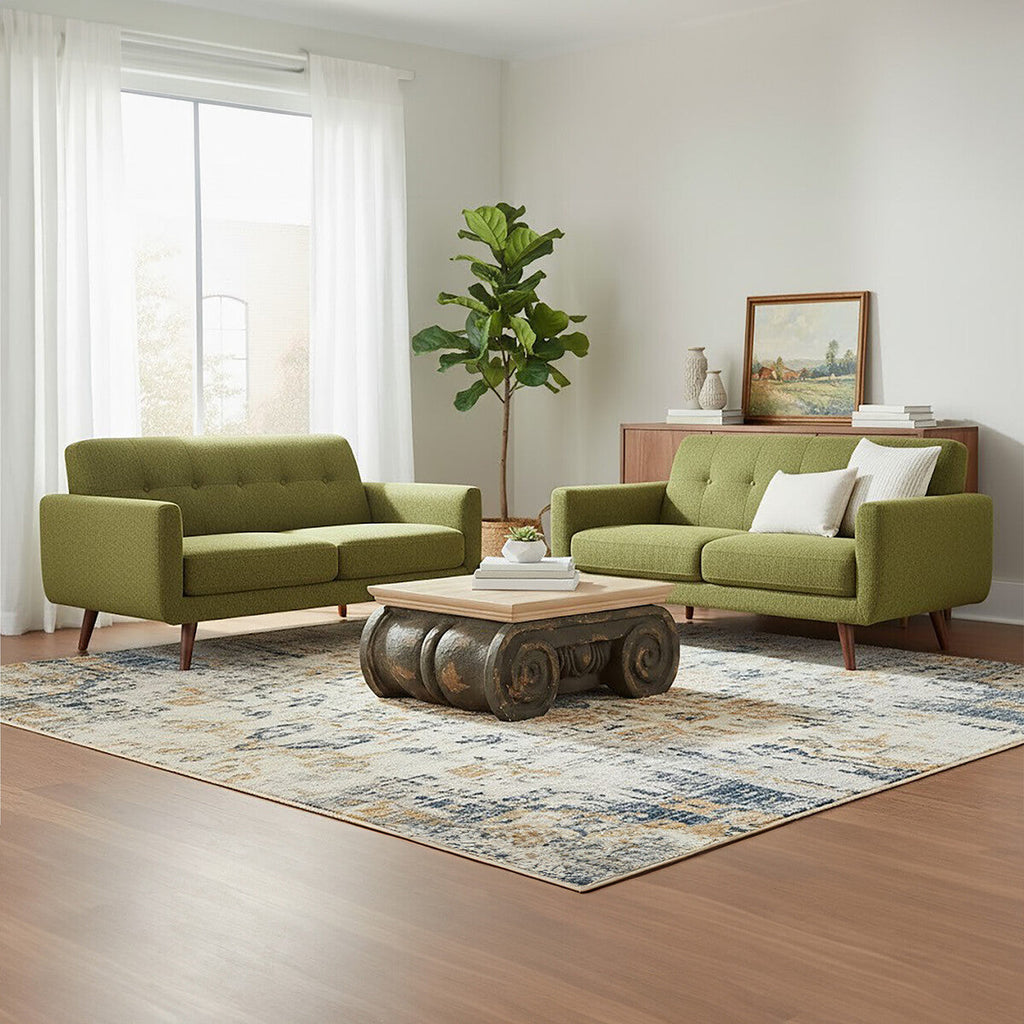 Natural Wood Coffee Table with Distressed Charcoal Grey Ornate Base