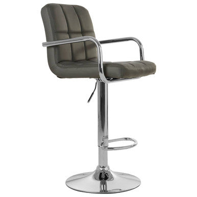Grey Leather Effect Bar Chair with Gas Lift