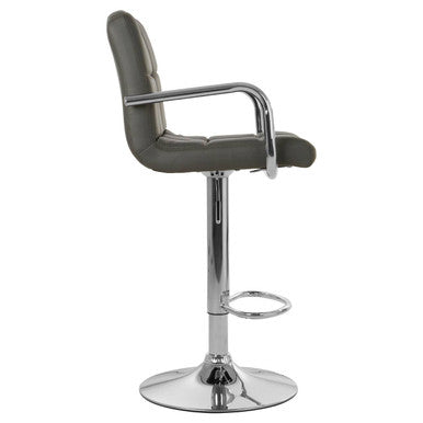 Grey Leather Effect Bar Chair with Gas Lift