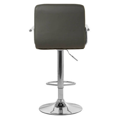 Grey Leather Effect Bar Chair with Gas Lift