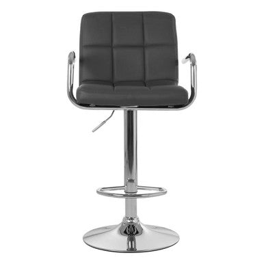 Grey Leather Effect Bar Chair with Gas Lift