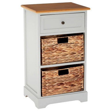 One Drawer Two Baskets Cabinet in Grey