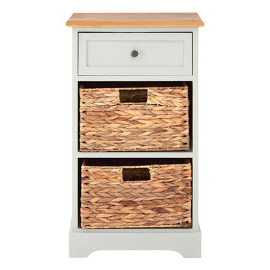 One Drawer Two Baskets Cabinet in Grey