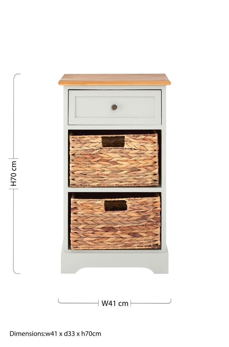 One Drawer Two Baskets Cabinet in Grey