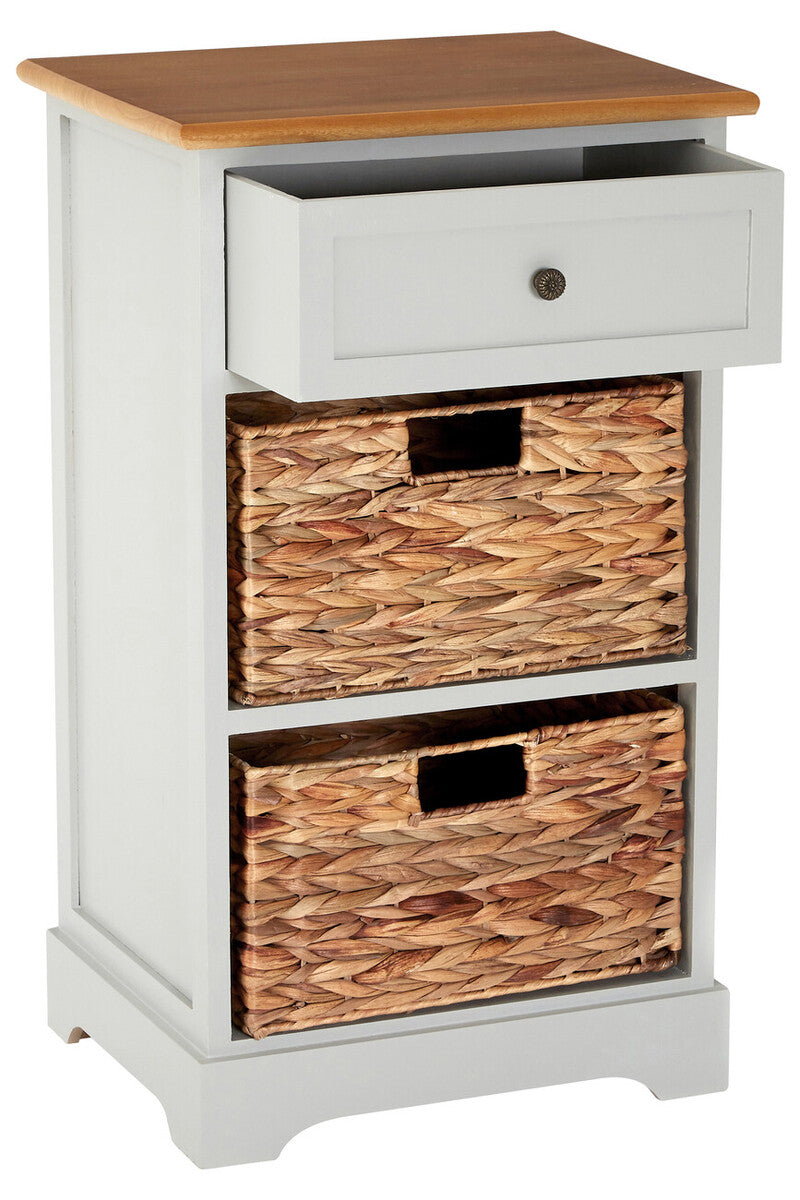 One Drawer Two Baskets Cabinet in Grey
