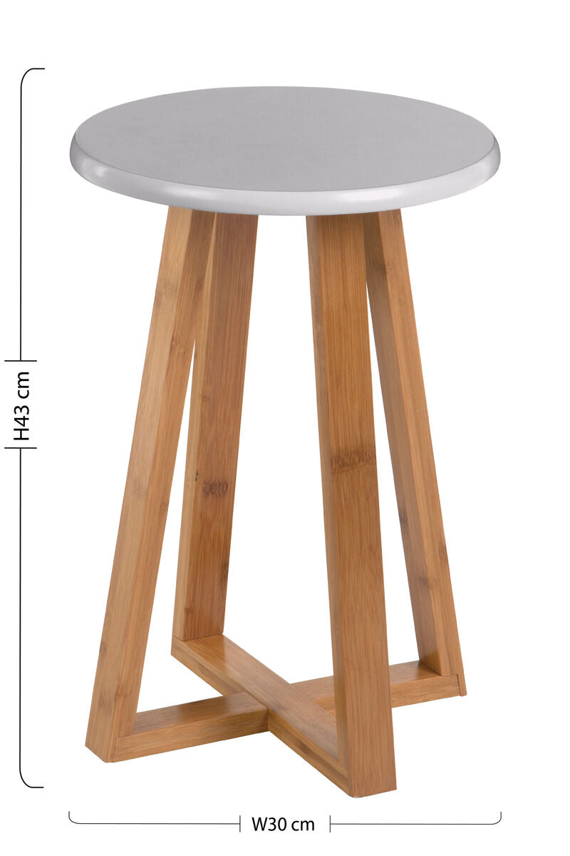Grey and Natural Bamboo Round Stool