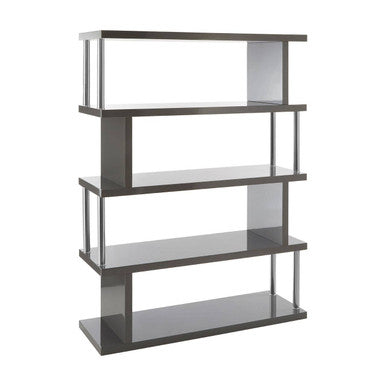 Grey Gloss 4 Tier Shelf Unit with Inverted Zigzag Design
