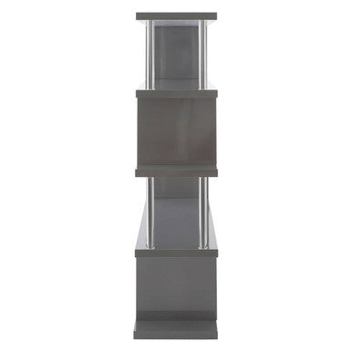 Grey Gloss 4 Tier Shelf Unit with Inverted Zigzag Design