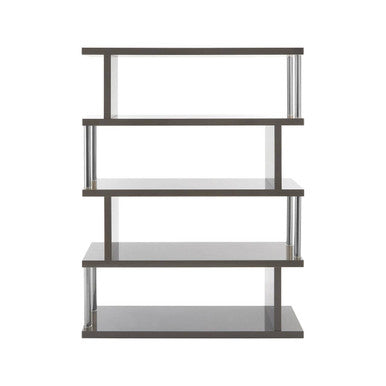 Grey Gloss 4 Tier Shelf Unit with Inverted Zigzag Design