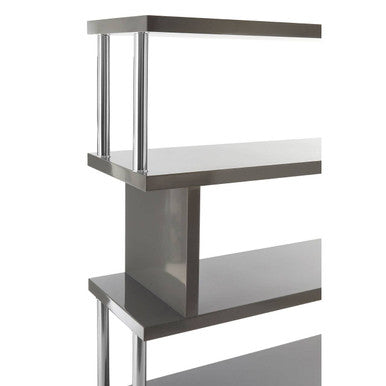 Grey Gloss 4 Tier Shelf Unit with Inverted Zigzag Design