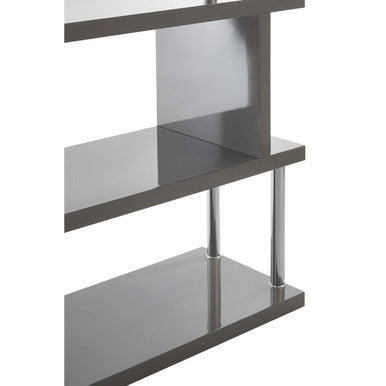 Grey Gloss 4 Tier Shelf Unit with Inverted Zigzag Design