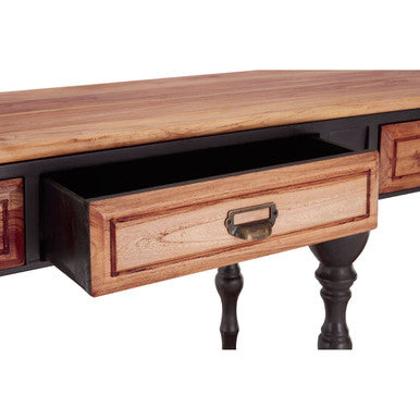 Natural Wooden 4 Drawer Console Table with Black Metal Legs