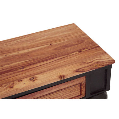 Natural Wooden 4 Drawer Console Table with Black Metal Legs