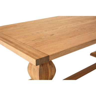 Warm Brown Oak Wooden Dining Table with Sculpted Chunky Legs
