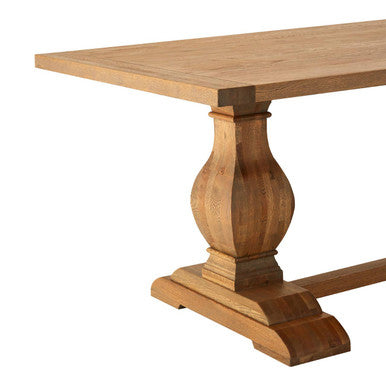Warm Brown Oak Wooden Dining Table with Sculpted Chunky Legs