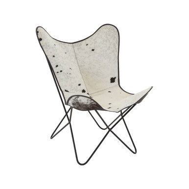 Buffalo Black and White Cowhide Butterfly Chair