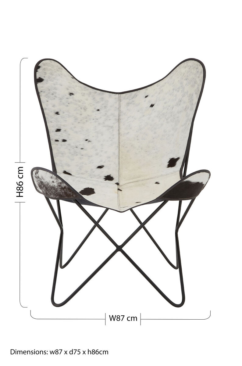 Buffalo Black and White Cowhide Butterfly Chair