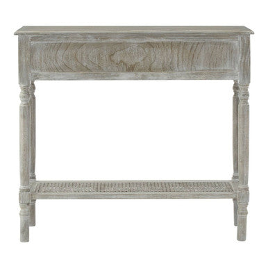 Grey Wash Pine Wood Console Table with 2 Drawers