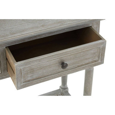 Grey Wash Pine Wood Console Table with 2 Drawers