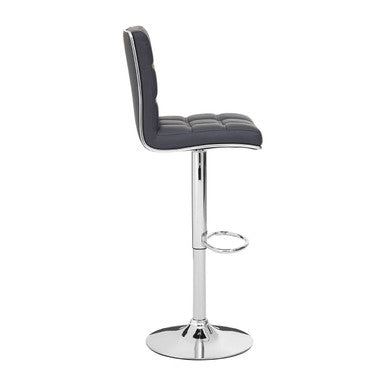 Grey Faux Leather Bar Chair