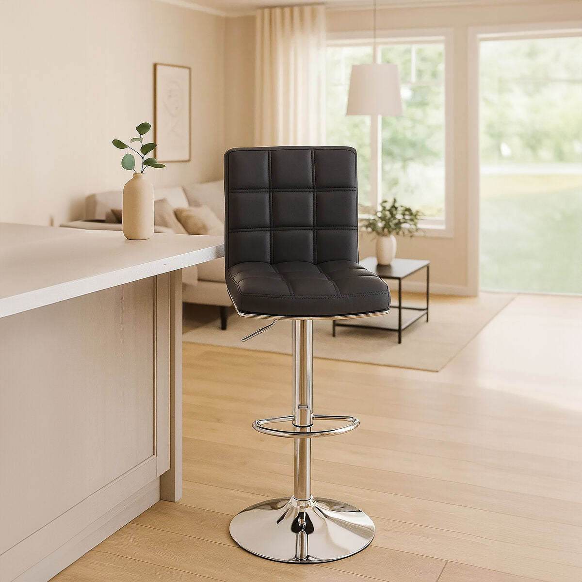 Grey Faux Leather Bar Chair