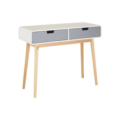 White and Grey Console Table with Natural Pine Legs
