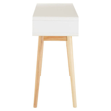 White and Grey Console Table with Natural Pine Legs