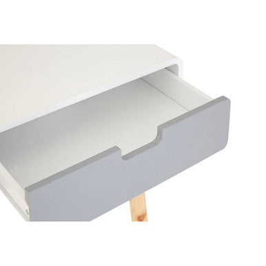 White and Grey Console Table with Natural Pine Legs