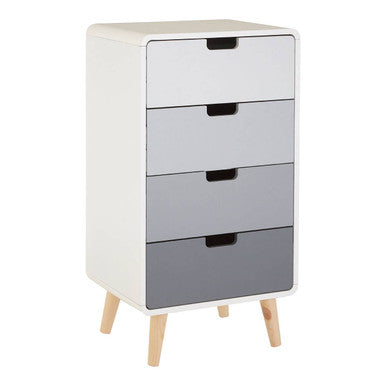 Milo 4 Drawer Cabinet in Grey and Natural Wood