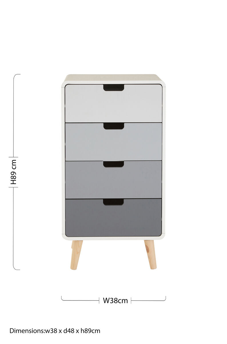 Milo 4 Drawer Cabinet in Grey and Natural Wood