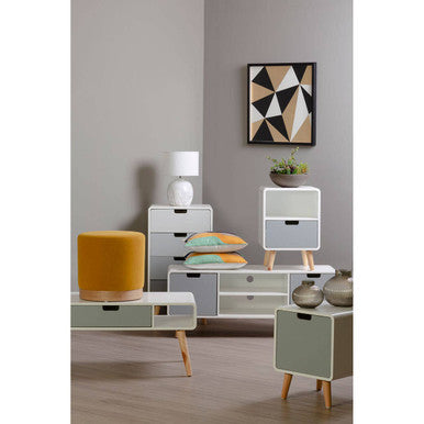 Milo 4 Drawer Cabinet in Grey and Natural Wood