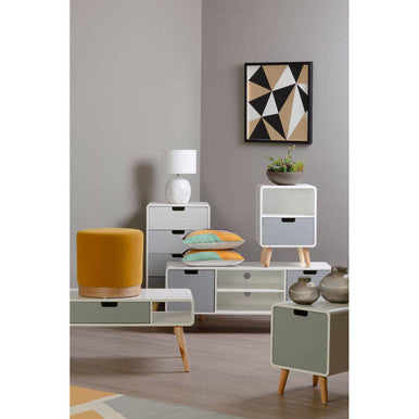 Milo 4 Drawer Cabinet in Grey and Natural Wood