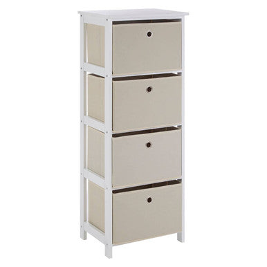Natural Fabric 4 Drawer Storage Cabinet